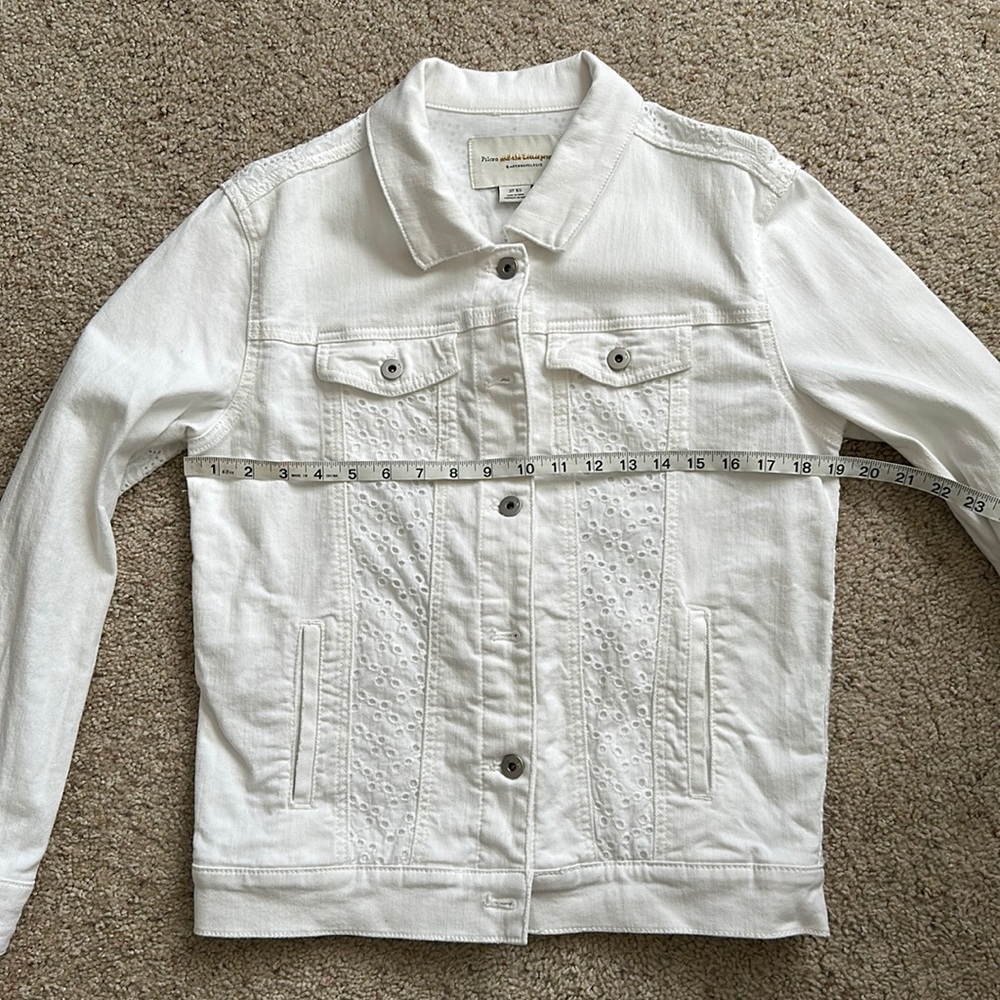 Pilcro and the Letterpress by Anthropologie White Eyelet Denim Jacket Size XS - Picture 11 of 12